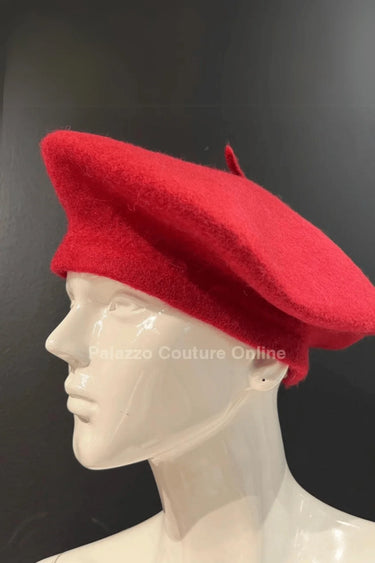 New York Burgundy Beret – Classic Wool Blend Hat - front view