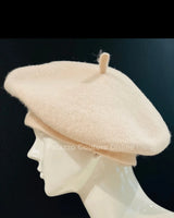 New York Beige Beret – Classic Wool Blend Hat - front view