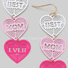 Mom Dangle Earrings with triple heart design