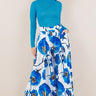 Big Blue Flower Print Wide Leg Palazzo Pants - Palazzo Couture Online