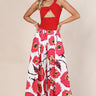 Big Red Flower Print Wide Leg Palazzo Pants - Palazzo Couture Online