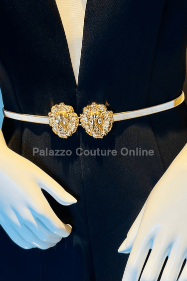 Big Safari Elastic Lion face Belt (Gold) - Palazzo Couture Online