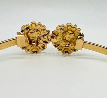 Big Safari Elastic Lion face Belt (Gold) - elegant belt accessory by Palazzo Couture