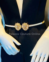 Big Safari Elastic Lion face Belt (Gold) - women's statement waist belt accessory
