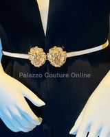 Big Safari Elastic Lion face Belt (Gold) for women - fashion belt by Palazzo Couture