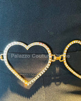 Big Sequence Heart Rhinestone Chain Belt (Gold) - Palazzo Couture Online