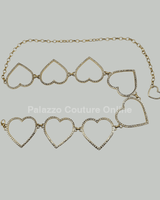 Big Sequence Heart Rhinestone Chain Belt (Gold) - Palazzo Couture Online