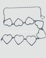Big Sequence Heart Rhinestone Chain Belt (Silver) - Palazzo Couture Online