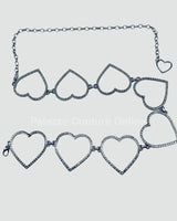 Big Sequence Heart Rhinestone Chain Belt (Silver) for women - fashion belt by Palazzo Couture