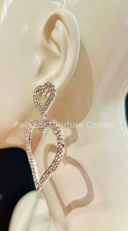Bilove Earring Hanging Hearts (Silver) Earrings