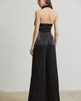 Black Embellished Halter Jumpsuit – Midnight - elegant jumpsuit for parties and events
