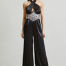 Black Embellished Halter Jumpsuit – Midnight for women - stylish jumpsuit by Palazzo Couture