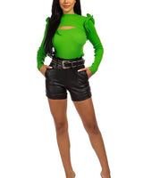 Molise Leather Shorts front view
