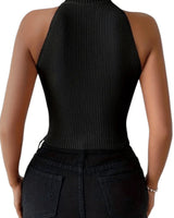 Black Heart Cutout Sleeveless Top - women's sleeveless top