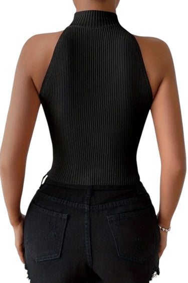 Black Heart Cutout Sleeveless Top - women's sleeveless top