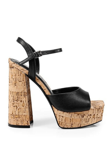 Black Platform Wedges with Cork Heel for women - stylish shoes by Palazzo Couture