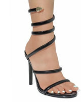 Black strappy stiletto heels for women - Helix Nikia Harmony spiral sandal
