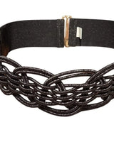 Black wave buckle elastic waist belt for women - Luna Wave fashion belt by Palazzo Couture