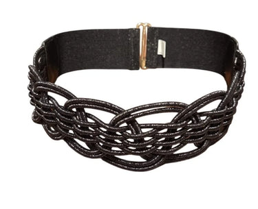 Black wave buckle elastic waist belt for women - Luna Wave fashion belt by Palazzo Couture