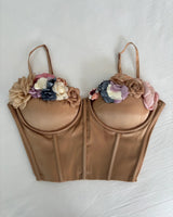 Blooming Elegance Floral Bustier Taupe - Palazzo Couture Online