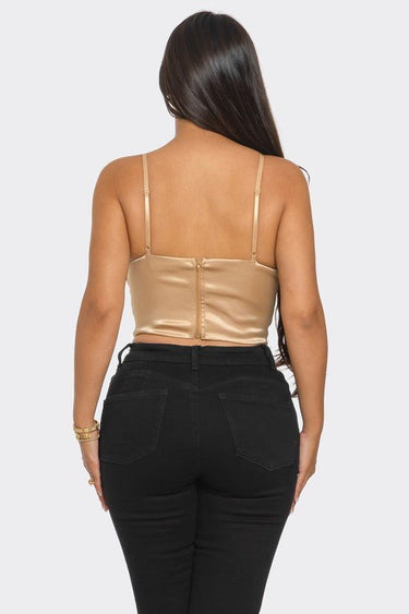 Blooming Elegance Floral Bustier Taupe - Palazzo Couture Online