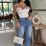 Blooming Elegance Floral Bustier Top with 3D Appliqués – Ivory for women - top by Palazzo Couture
