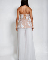 Blooming Grace 3D Floral Pant Set - WhiteNude - Palazzo Couture Online