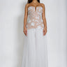 Elegant Whitenude floral two piece pant set styled for going out