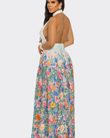 Blooming Grace Lace Maxi Dress - White Multi - Palazzo Couture Online