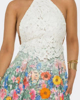 Blooming Grace Lace Maxi Dress - White Multi showing sophisticated construction details