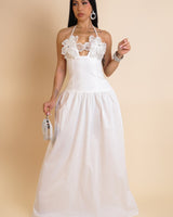 Blossom Halter Maxi Dress White - Palazzo Couture Online