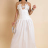 Blossom Halter Maxi Dress White front view showing full-length maxi silhouette