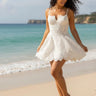 Blossom Lace Corset Mini Dress - White side view highlighting short hemline