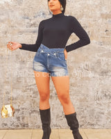 I'm Innocent Denim Shorts – Classic High-Rise Fit front view