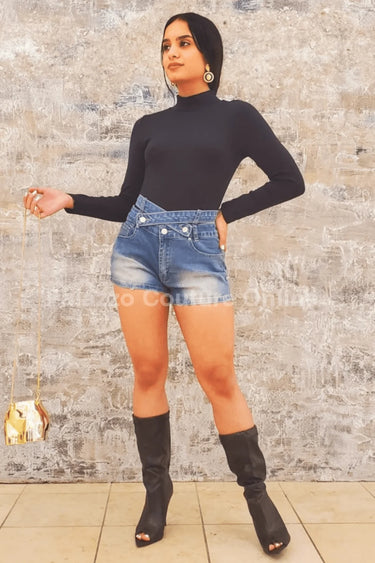 I'm Innocent Denim Shorts – Classic High-Rise Fit front view