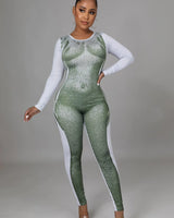 Body Babe Olive Jumpsuit with Long Sleeves and Contour Fit for women - stylish jumpsuit by Palazzo Couture