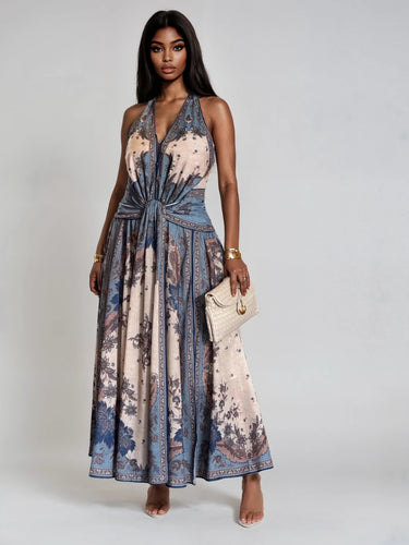 Bohemian Goddess Maxi Dress - Blue Multi - Palazzo Couture Online