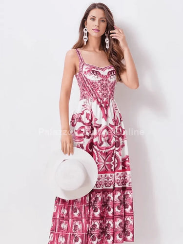 Women's Bohemian Mosaic maxi dress elegant style back view