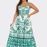 Elegant green and white Mosaic patterned dress.