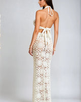 Boho Bloom Crochet Skirt Set - White - Palazzo Couture Online