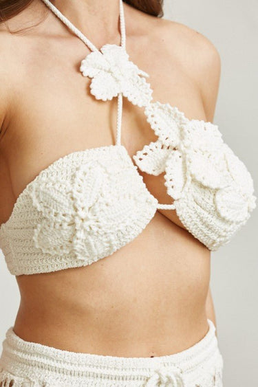 Boho Bloom Crochet Skirt Set - White - Palazzo Couture Online