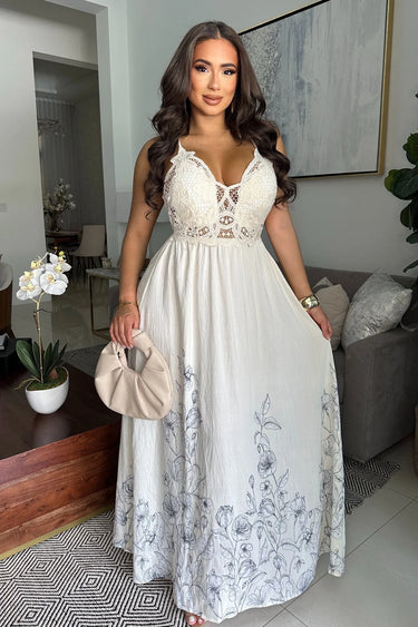 Women's Natural maxi dress elegant style back view