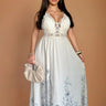 Boho Bloom Embroidered Maxi Dress - Natural front view showing full-length maxi silhouette