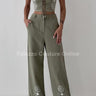 Boho Bloom Embroidered Pant Set - Olive - Palazzo Couture Online