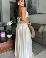 Boho Breeze Crochet Skirt Set - Natural - Palazzo Couture Online