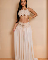 Boho Breeze Crochet Skirt Set - Natural - Palazzo Couture Online