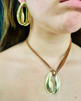 Boho Chic Shell Necklace and Earring Set (Gold) - trendy women's jewelry
