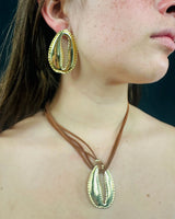 Boho Chic Shell Necklace and Earring Set (Gold) - women's statement jewelry
