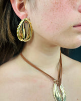 Boho Chic Shell Necklace and Earring Set (Gold) - stylish accessory for every outfit