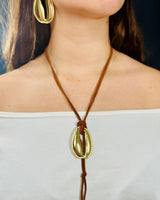 Boho Chic Shell Necklace and Earring Set (Gold) for women - fashion jewelry by Palazzo Couture